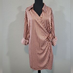 H&M Colorful Geometric Wrap Shirt Dress